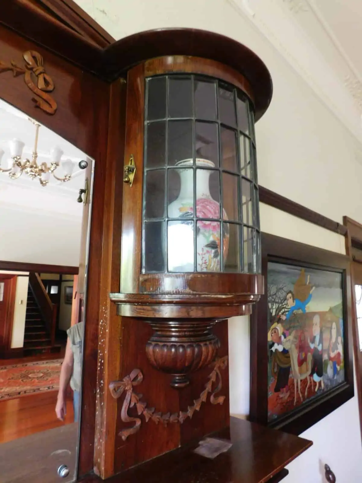 TIMBER FIRE SURROUND - Art Deco, Mirror & Leadlight Glass Features