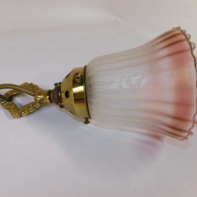 Pendant Light Rose Tipped Etched Glass Shade from a Period Home, 7g