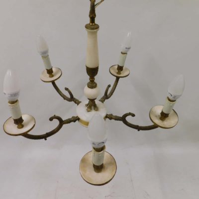 PENDANT LIGHT - White Marble Candelabra Style, 5 branch, rg1