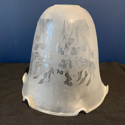 Victorian Pendant Light Shade with Etched Glass, 9p
