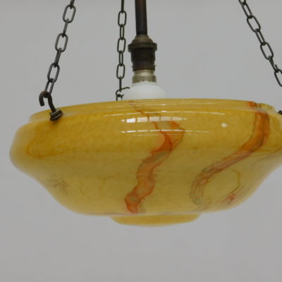 PENDANT LIGHT - Art Deco Glass Shade in Yellow and Brown Tones 2b
