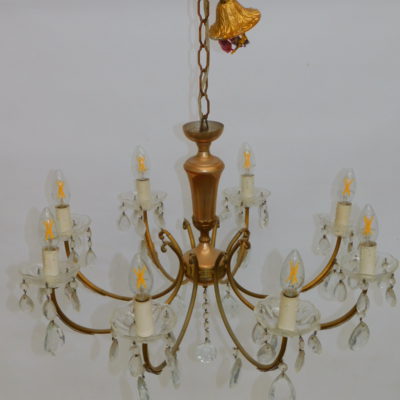 Chandelier 8 Branch with Candelabra Lights and Crystal Drops, 6g