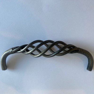Iron Cupboard Handle, Black Twisted Handle made in France, 9g