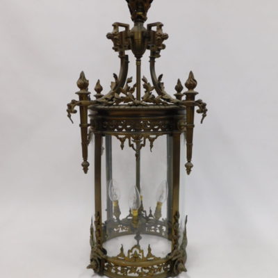 Large Antique French Aged Bronze Entrance Hall Light, 1a
