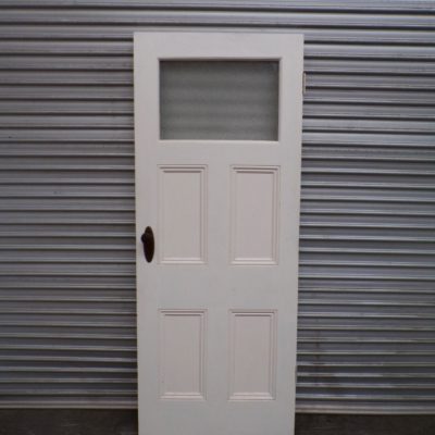 Vintage Internal Timber Door with Mottled Glass Top 810mm wide, 2i