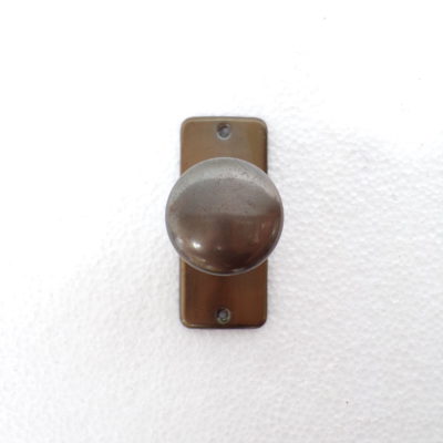 Original Mid Century Cast Iron Door Handle with Striker Plate, 7o