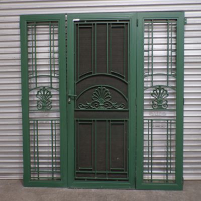 Green Aluminium Security Door with Side Panels, 8o