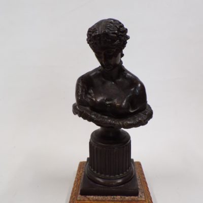 Bronze Grecian Bust on Rose Pink Granite Base, 9b