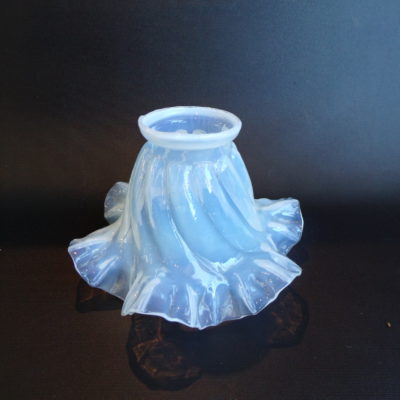 Victorian Art Nouveau White Vaseline Glass Shades set of 4, 7e