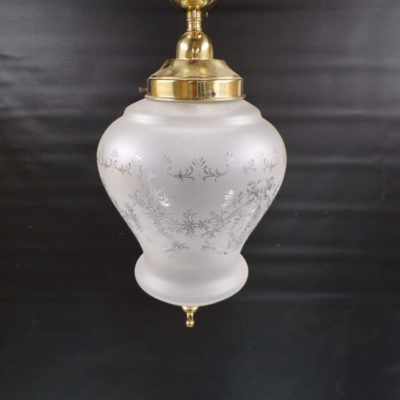 Victorian Style Acorn Single Pendant Light with Etched Glass, 5p