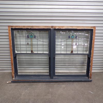 Double Leadlight Window 1850mm wide x 1240mm high, 3s