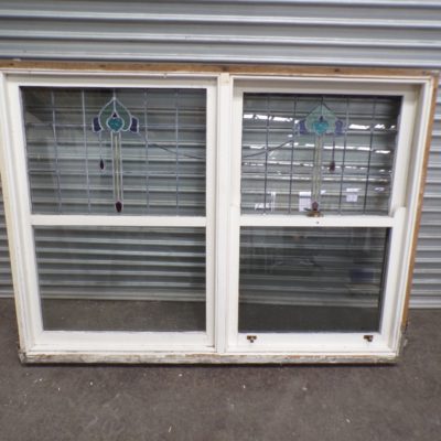 Double Leadlight Window 1660mm wide x 1225mm high, 3s