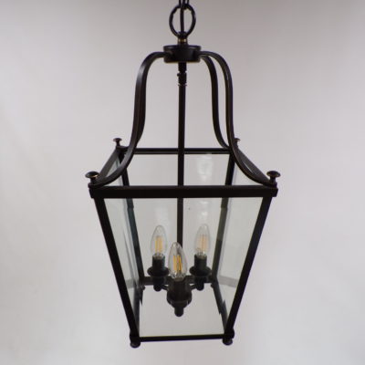 Montana 3 Light Bronze Glass Lantern Pendant , 4v