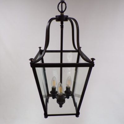 Montana 3 Light Bronze Glass Lantern Pendant , 4v