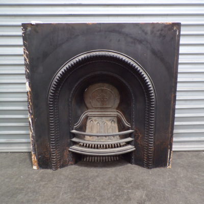 Victorian Arched Cast Iron Fireplace Insert 965mm wide, 6a