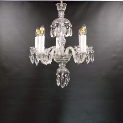 Vintage Chandelier 5 Branch with Crystal Drops, 4b