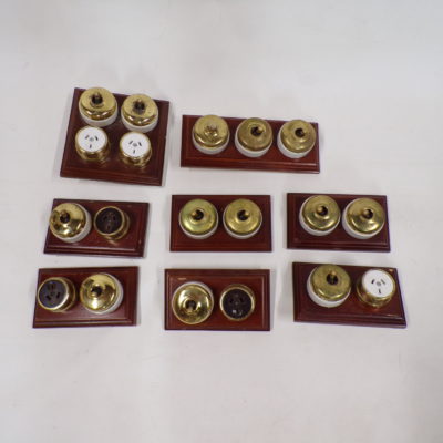 Antique Style Brass Light Switches and Power Outlets, set of 8, 9v