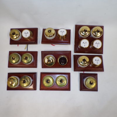 Antique Style Brass Light Switches and Power Outlets, set of 9, 9v
