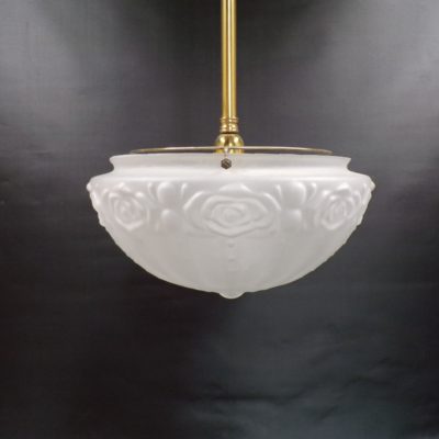 Art Deco Opaque Glass Pendant Light, 9v