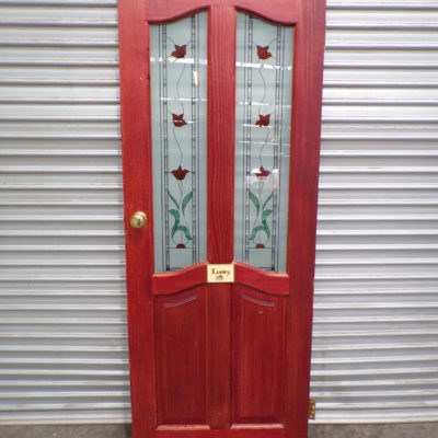 Solid Timber 4 Panel Door with Stained Glass 770mm wide x 2040mm high, 9v