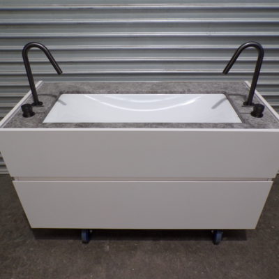 Wall Hung Bathroom Vanity with Marble Top and Parisi Graphite Tapware, d1
