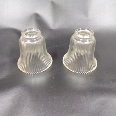 Pair of Fluted Rail Glass Shades 120mm diameter, Rh1