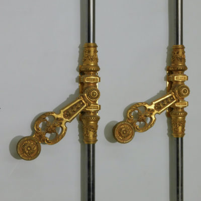 Cremone Locks, Decorative Set of Handmade Ormolu French Door Locks