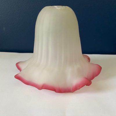 Vintage Ruby Frilled Edge Opaque Glass Shade, Rh1