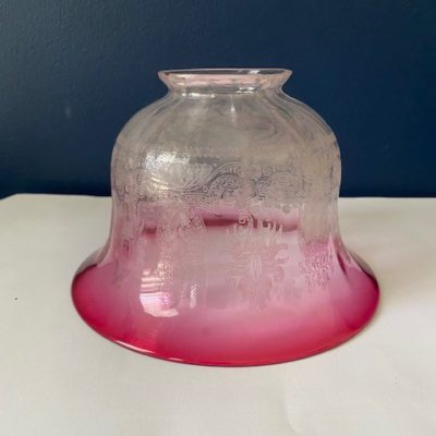 Victorian Ruby / Clear Etched Glass Replacement Shade, Rh1