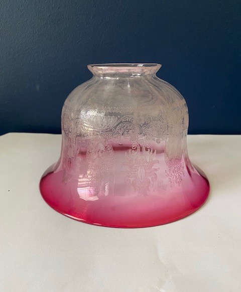 Victorian Ruby Etched Glass Shade (2)
