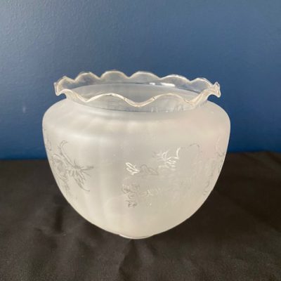 Victorian Light Shade with Etched Glass and Clear Frilled Rim, Rh1