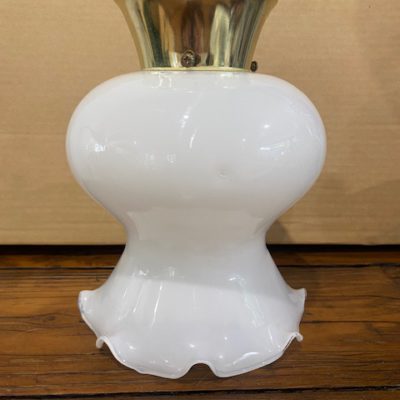 Ceiling Light with Milk Glass Shade with Frilled Rim, Rh1